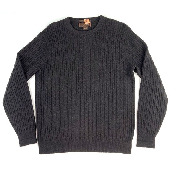 Tasso Elba Other - Tasso Elba Mens 100% Cashmere Sweater Crew Neck Brown Cable Knit Super Soft Sz S